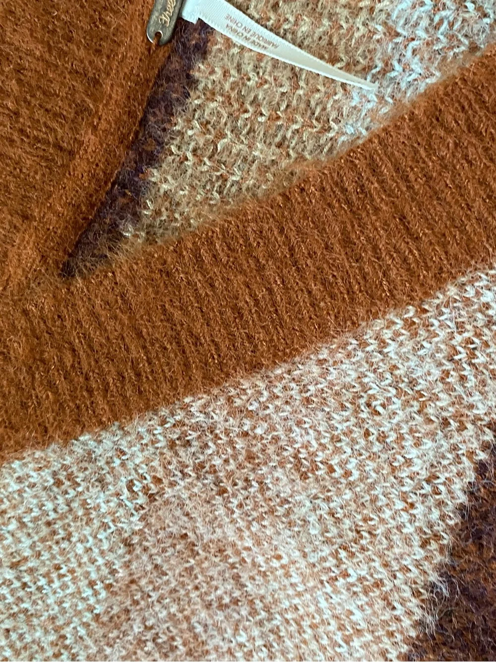 Free People Rust & Mauve Striped Crop Sweater